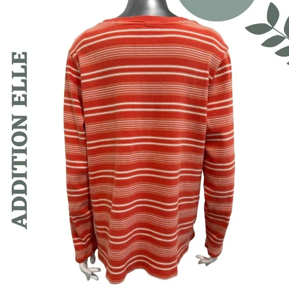 Addition Elle Ribbed Striped Long Sleeve Top 2X - Picture 5 of 8